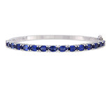 8.00 Carat (ctw) Oval-Cut Lab-Created Blue Sapphire Bracelet Bangle in Sterling Silver  (7.50 Inches)